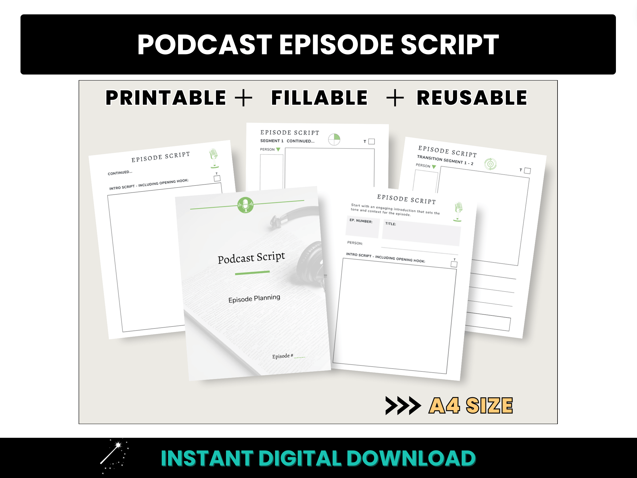 Podcast Episode Script A4 Size Template