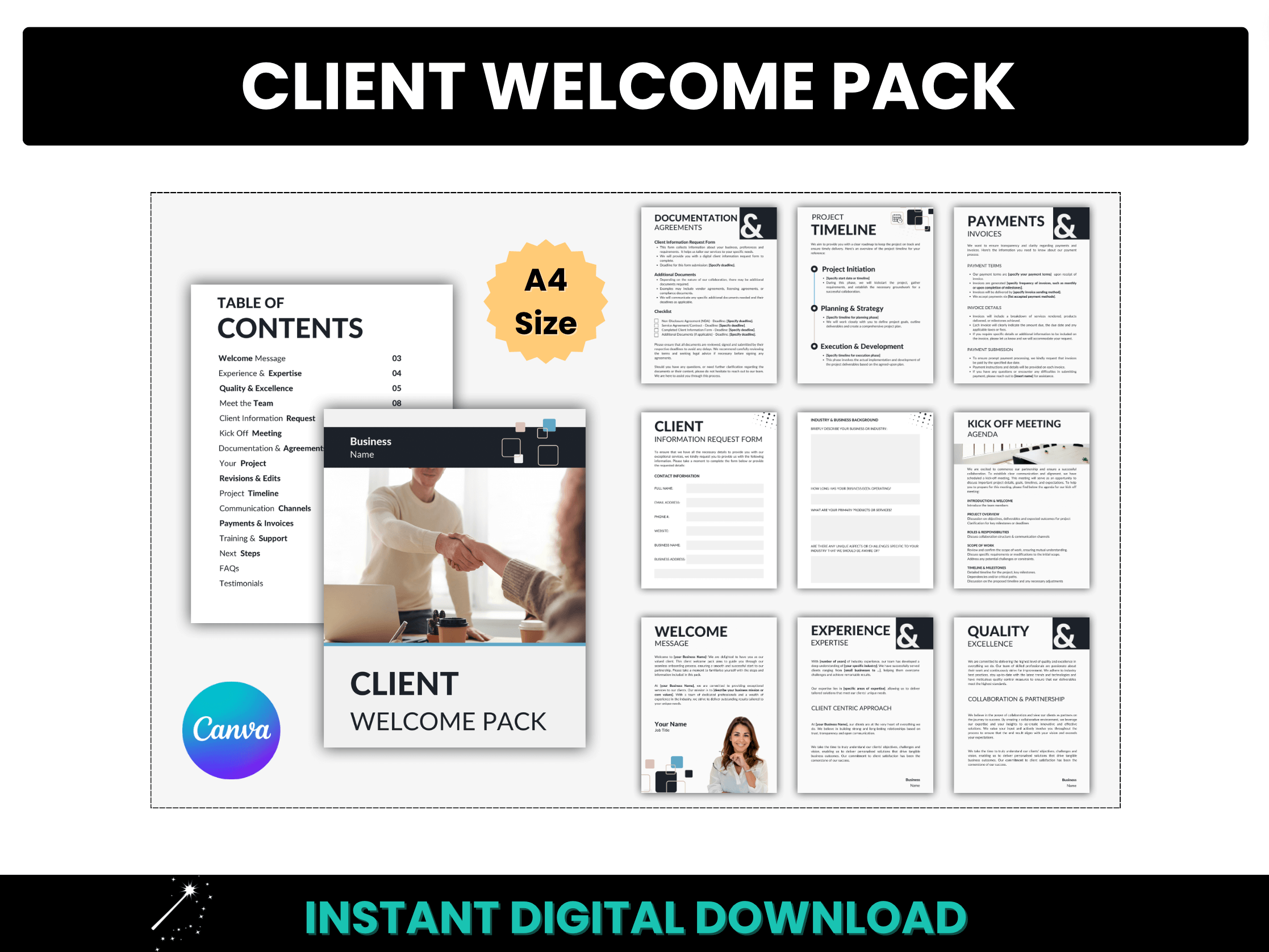 Client Welcome Pack - A4 Size Canva Template