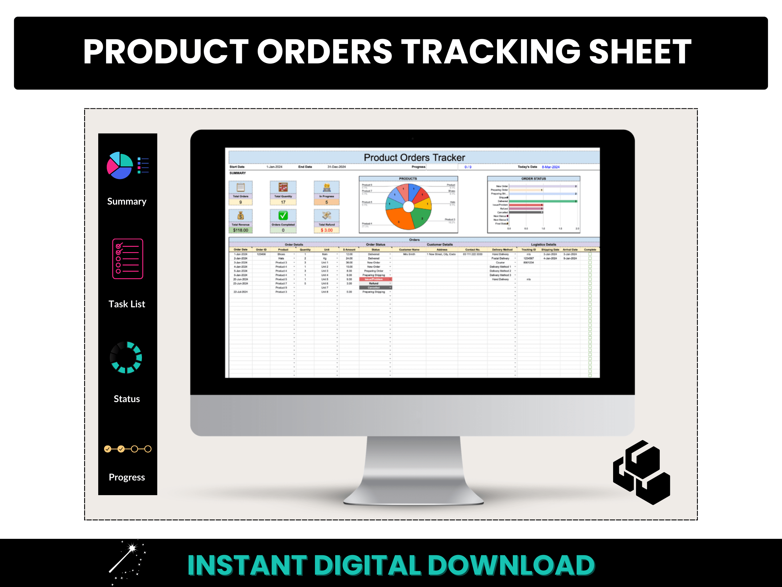 Product Orders Tracking Sheet
