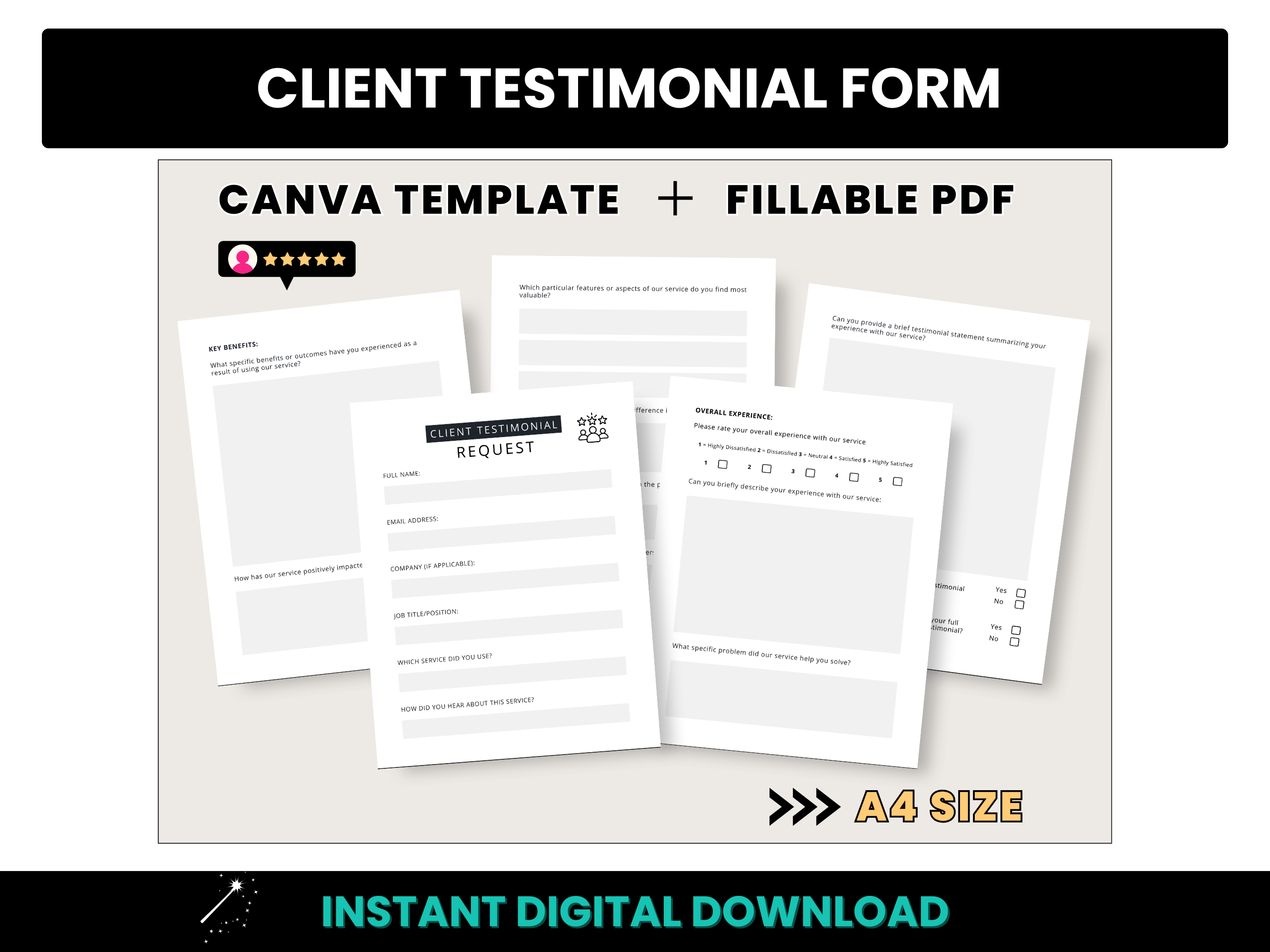 Client Testimonial Form - A4 Size