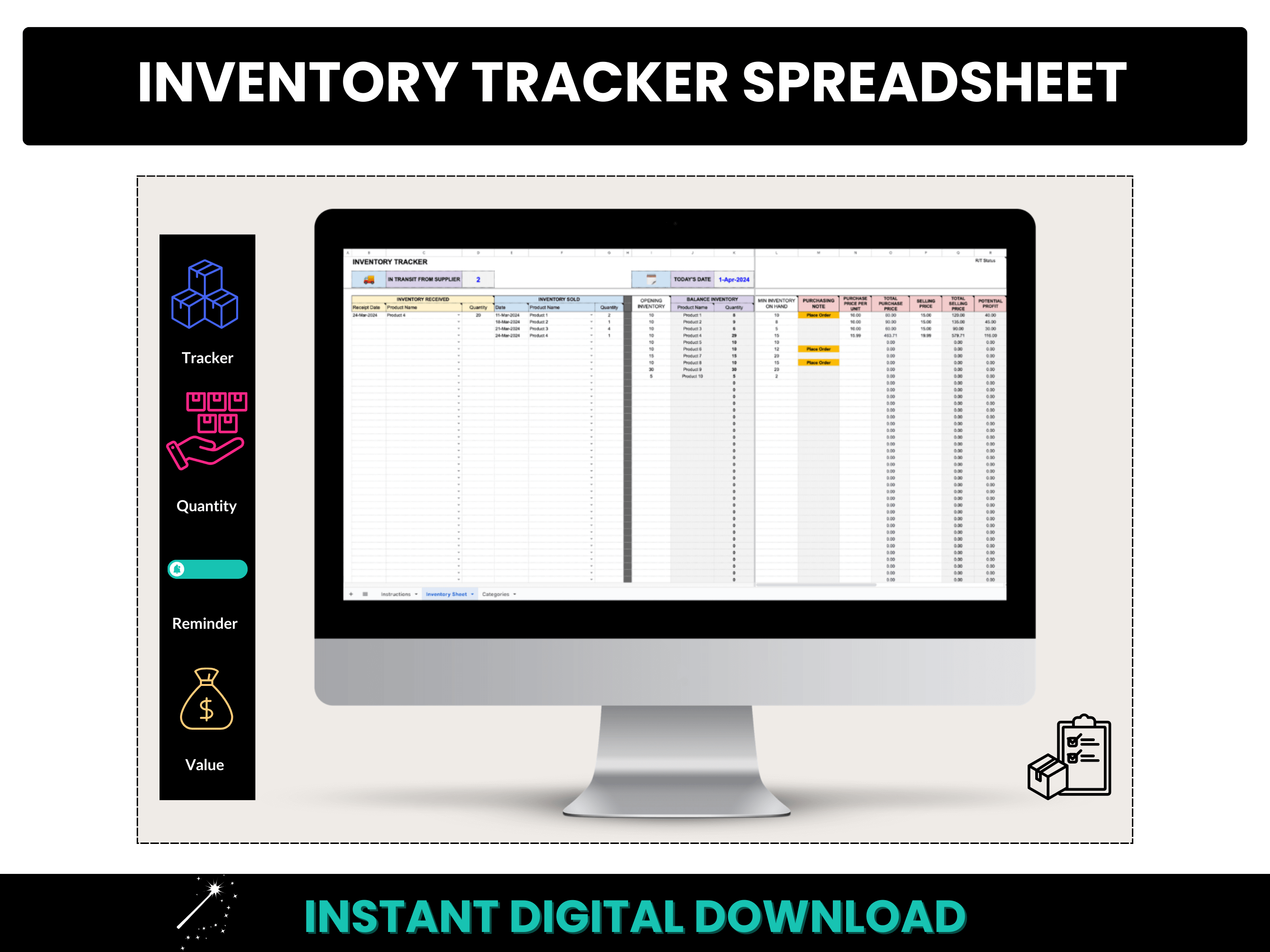 Inventory Tracker Spreadsheet - Google Sheets