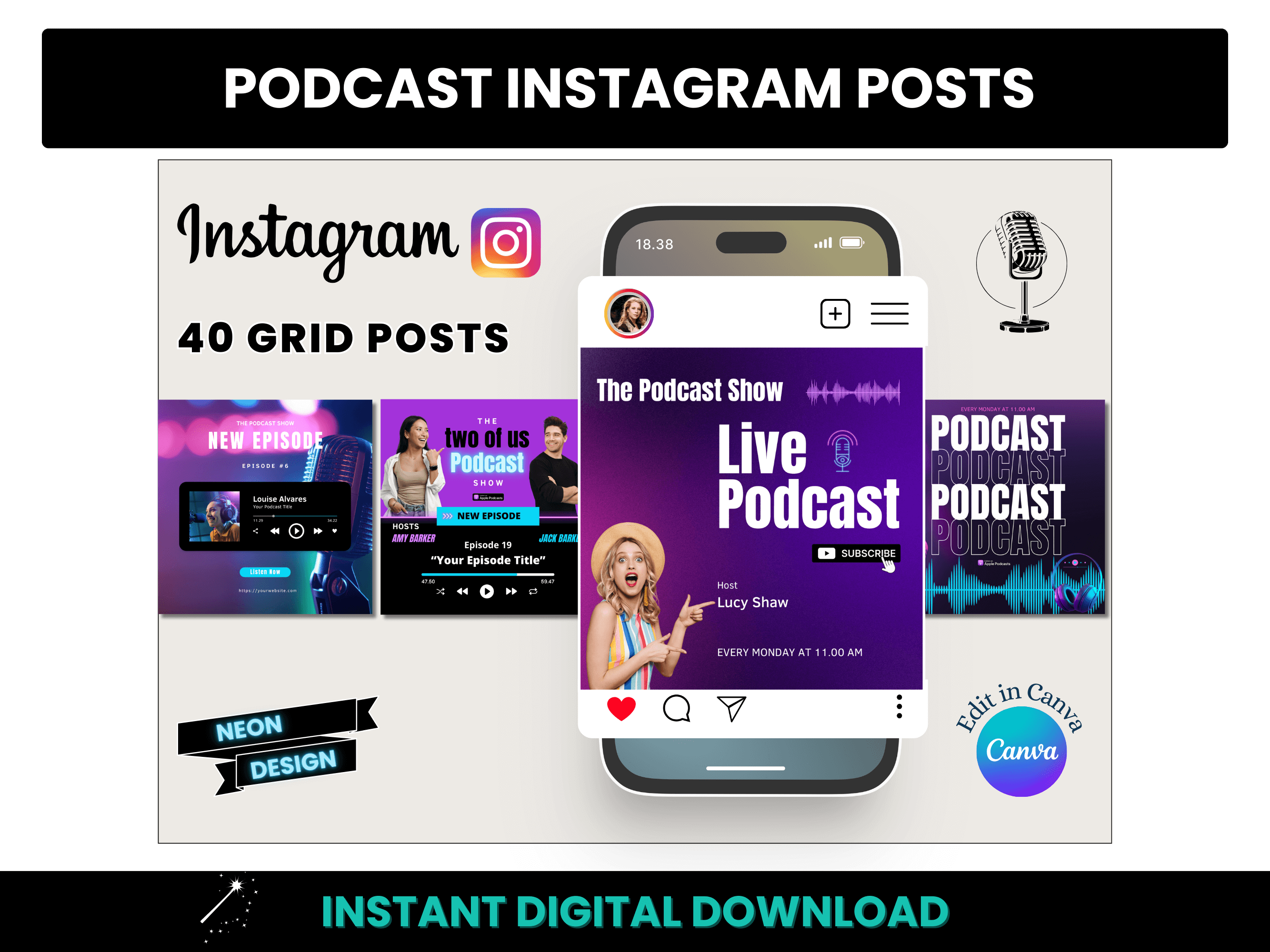Podcast Instagram Grid Post Templates