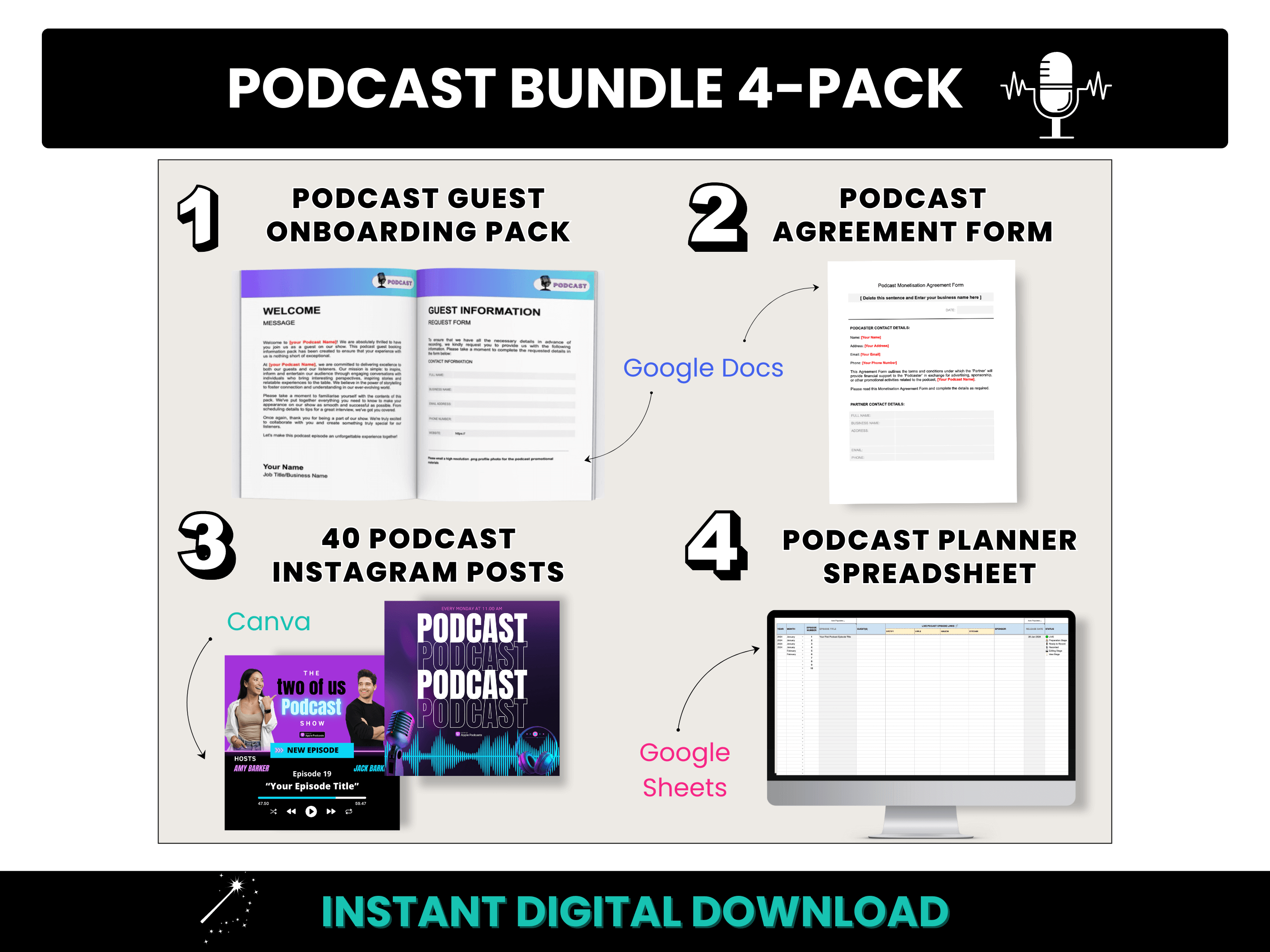 Podcast Template Bundle 4 Pack